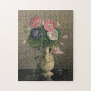 Vase of Morning Glories Colour Jigsaw Puzzle