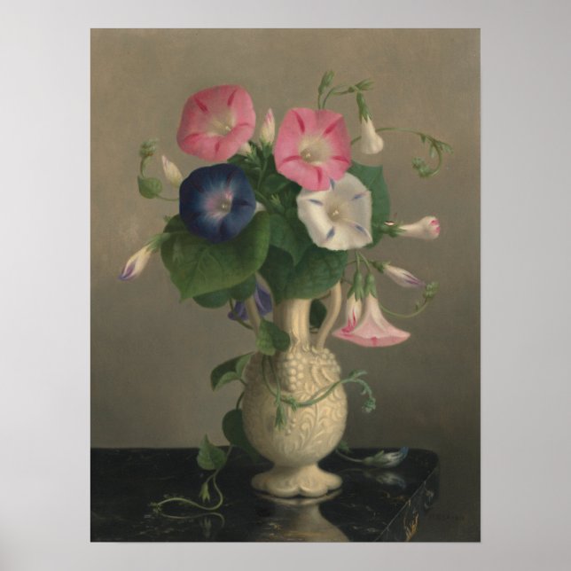 Vase of Morning Glories Colour Poster (Front)