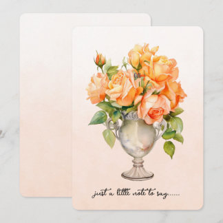 Vase of Orange Roses Note Card