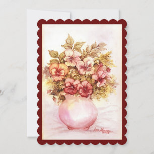 Vase of Pansies Flat Holiday Card