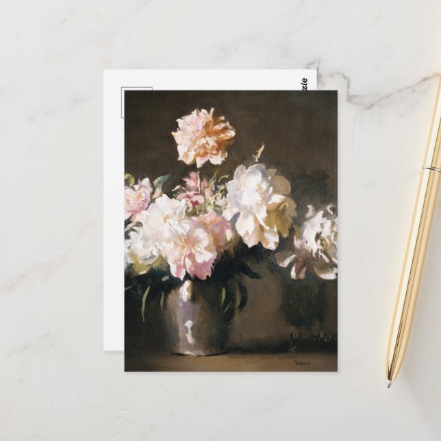 Vase of Peonies  Postcard (Front/Back In Situ)