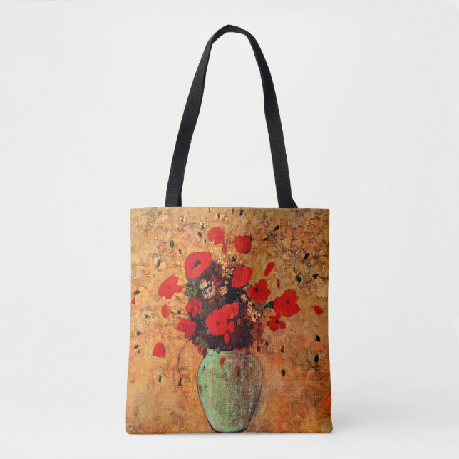 Vase of Poppies by Odilon Redon Tote Bag (Front)