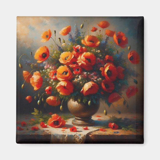 Vase of Red Poppies Magnet (Front)