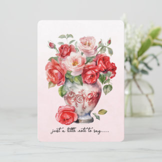 Vase of Red Roses Note Card
