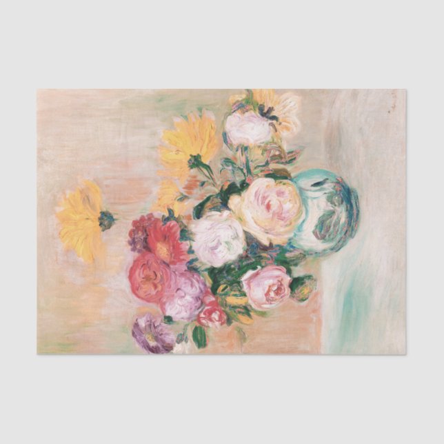 Vase Of Roses And Dahlias by Auguste Renoir  Tissue Paper (Front)