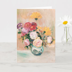 Vase Of Roses And Dahlias, Renoir Card