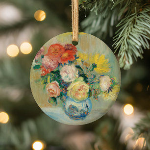 Vase of Roses and Dahlias   Renoir Ceramic Tree Decoration