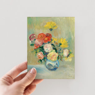 Vase of Roses and Dahlias Renoir Postcard