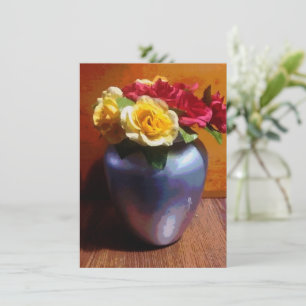 Vase of roses Flat Holiday Card