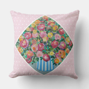 Vase of roses Throw Pillow