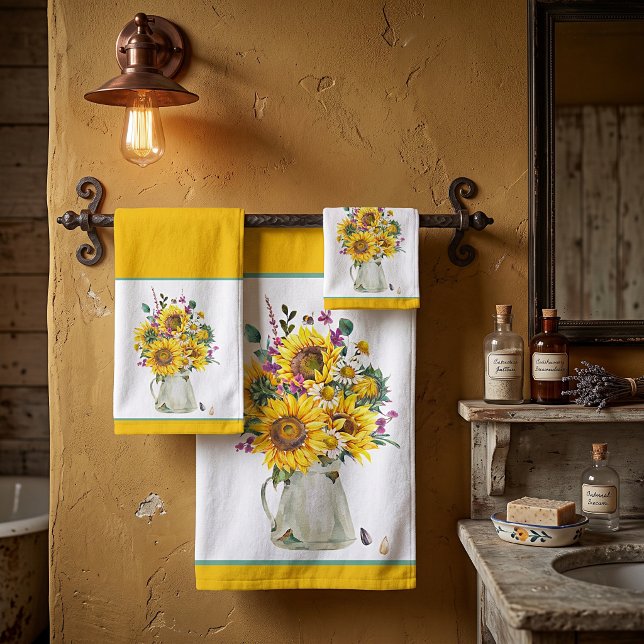 Vase of sunflowers  bath towel set (Creator Uploaded)