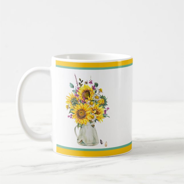 Vase of sunflowers  coffee mug (Left)
