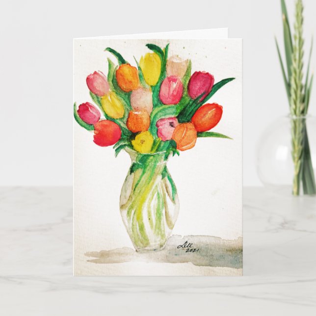 Vase of Tulips Mother's Day Card (Front)