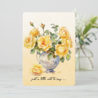 Vase of Yellow Roses Note Card