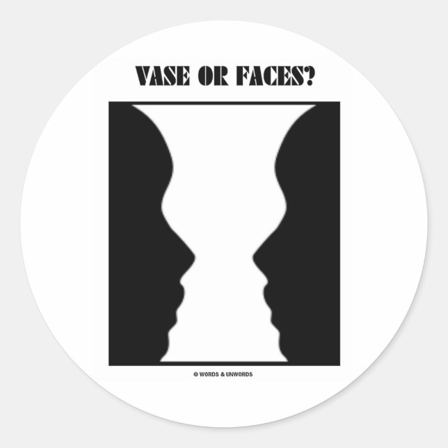 Vase Or Faces? (Optical Illusion) Classic Round Sticker (Front)