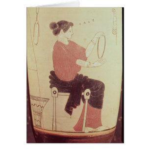 Vase or Lekythos, detail of a seated woman