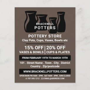 Vase Silhouettes, Pottery Store, Potters Advert Flyer