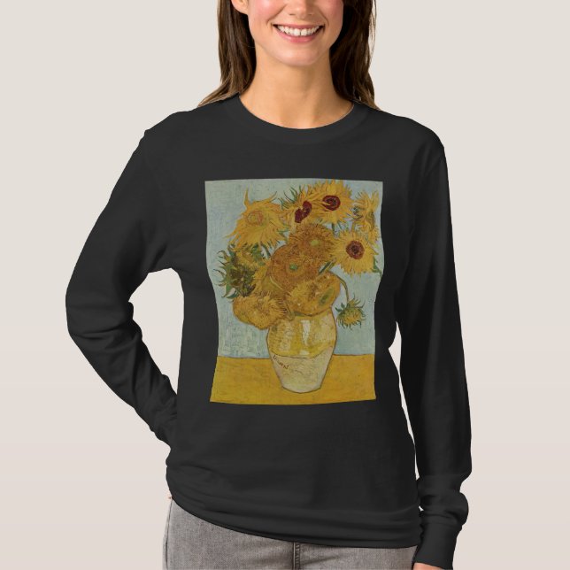 Vase with 12 Sunflowers - Vincent Van Gogh (1888) T-Shirt (Front)