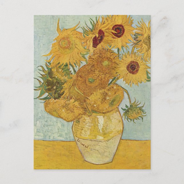 Vase with 12 sunflowers Vincent Van Gogh Postcard (Front)