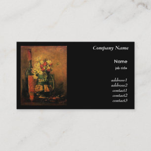 Vase with Carnations and Red Roses and a Bottle Business Card