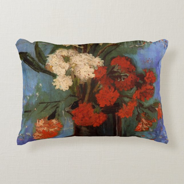 Vase with Carnations by Vincent van Gogh Decorative Cushion (Front)