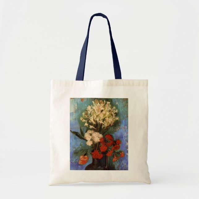 Vase with Carnations by Vincent van Gogh Tote Bag (Front)