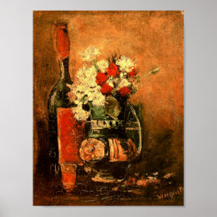 Vase with Carnations Roses & Bottle Van Gogh Fine Poster