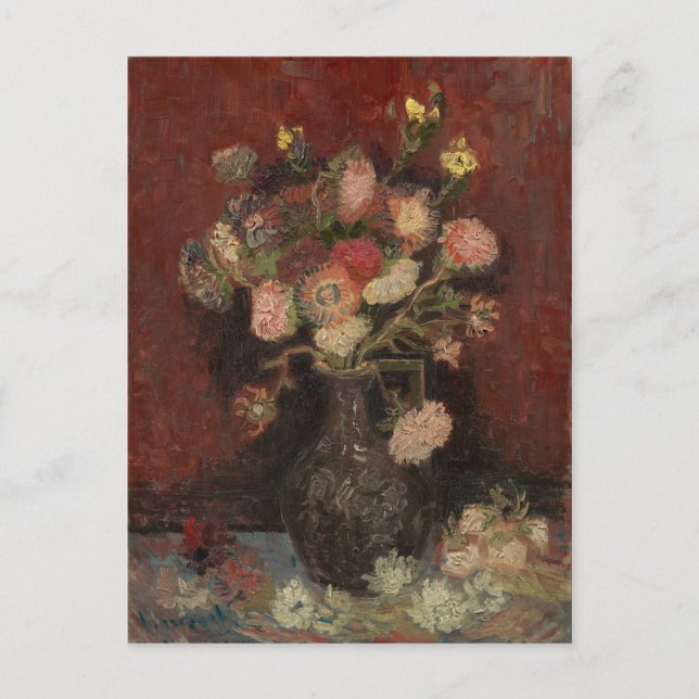 Vase with Chinese Asters and Gladioli by Van Gogh Postcard (Front)