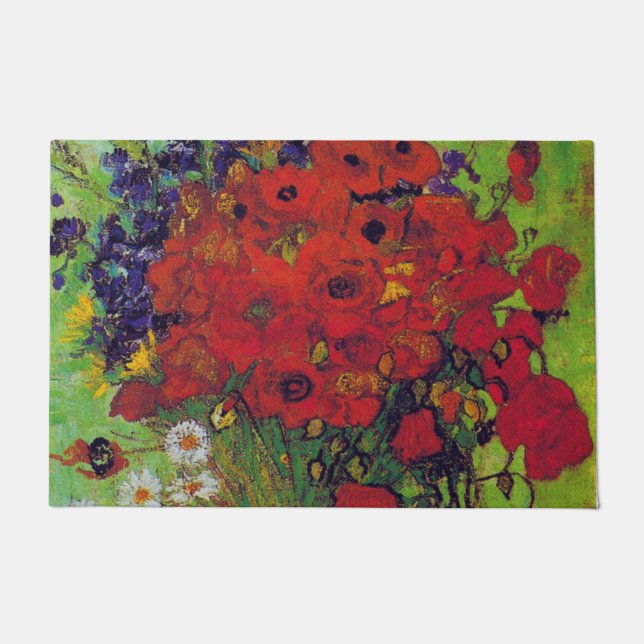Vase with Cornflowers and Poppies, Van Gogh Doormat (Front)