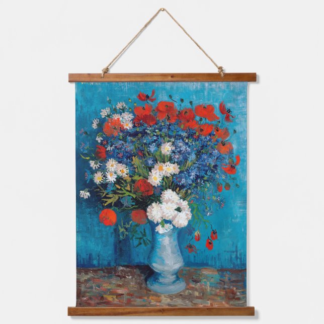 Vase with Cornflowers and Poppies, Van Gogh Hanging Tapestry (Front)