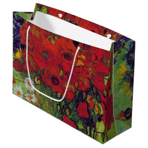 Vase with Cornflowers and Poppies, Van Gogh Large  Large Gift Bag