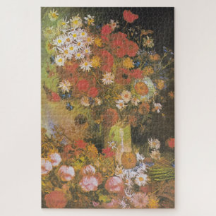 Vase with cornflowers&poppies, peonies&chrysanthem jigsaw puzzle