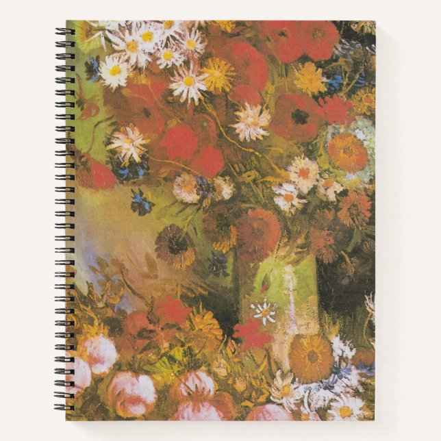 Vase with cornflowers&poppies, peonies&chrysanthem notebook (Front)