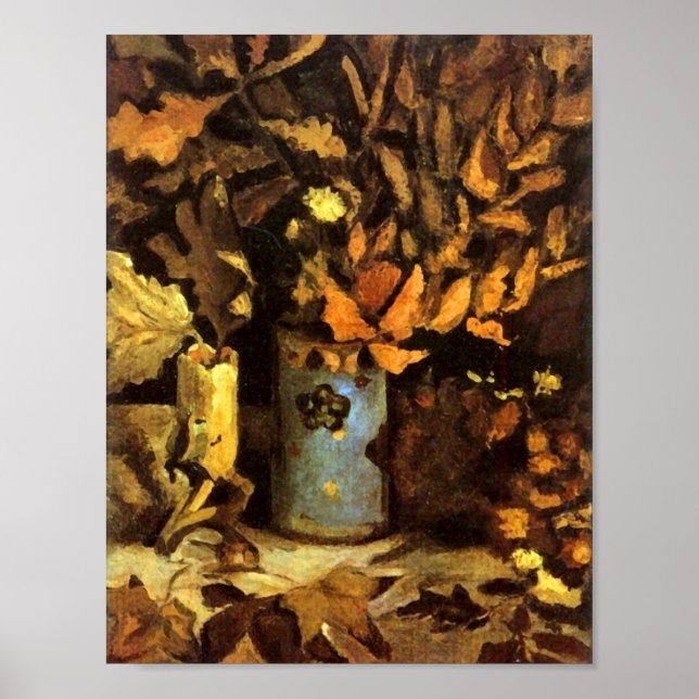 Vase with Dead Leaves Van Gogh Fine Art Poster (Front)