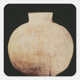 Vase with decorative carving, from Tell-Hassuna Square Sticker