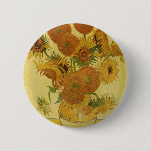 Vase with Fifteen Sunflowers by Van Gogh 6 Cm Round Badge