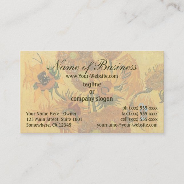 Vase with Fifteen Sunflowers by Vincent van Gogh Business Card (Front)
