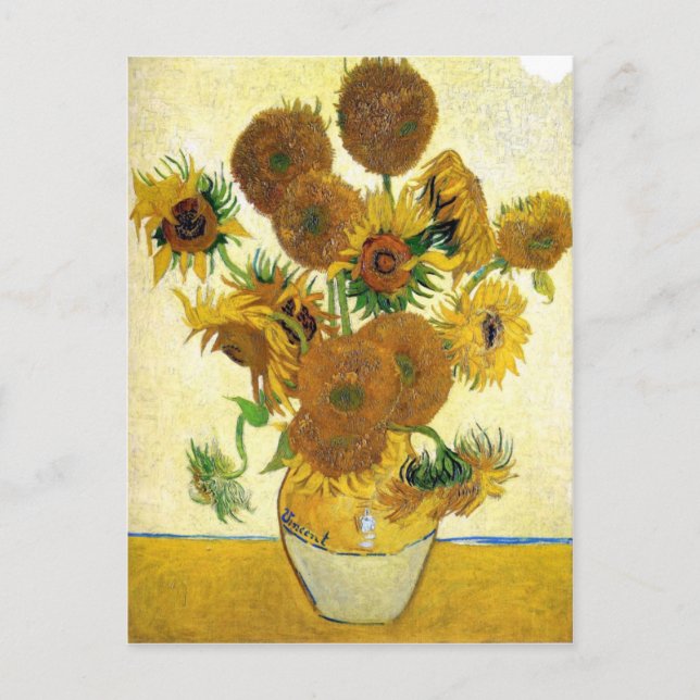 Vase With Fifteen Sunflowers By Vincent Van Gogh Postcard (Front)