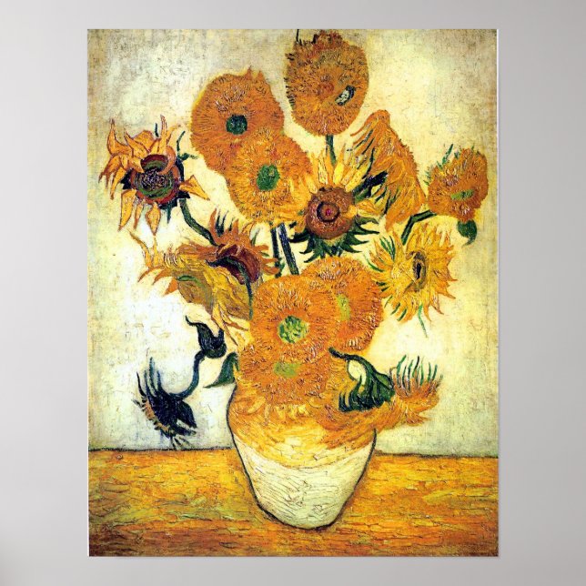 Vase with Fifteen Sunflowers by Vincent van Gogh Poster (Front)