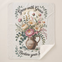 Vase with Florals Grow With Grace Quote
