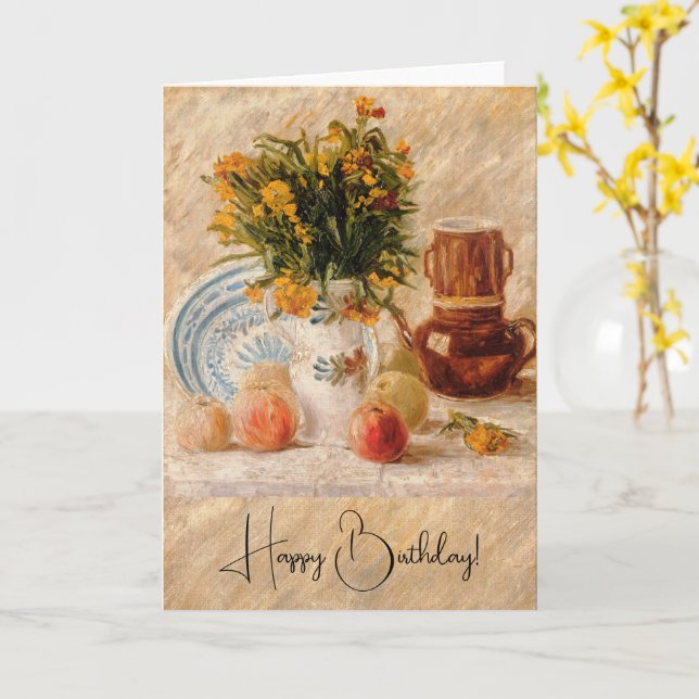 Vase with Flowers, Coffeepot and Fruit, van Gogh  Card (Yellow Flower)