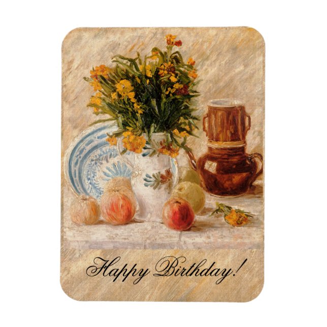 Vase with Flowers, Coffeepot and Fruit, van Gogh Magnet (Vertical)