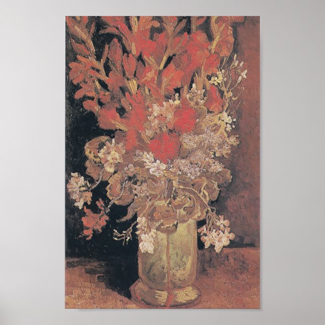 Vase with Gladioli and Carnations by Van Gogh     Poster (Front)