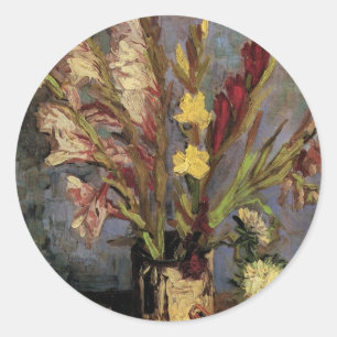 Vase with Gladioli by Vincent van Gogh Classic Round Sticker