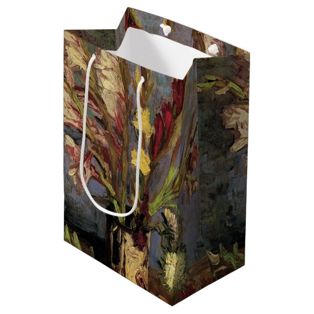 Vase with Gladioli by Vincent van Gogh Medium Gift Bag (Front Angled)