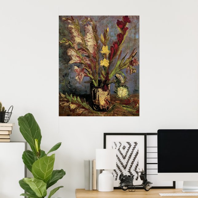 Vase with Gladioli by Vincent van Gogh Poster (Home Office)
