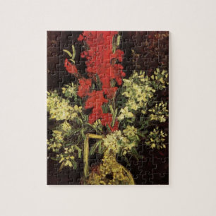 Vase with Gladioli, Carnations by Vincent van Gogh Jigsaw Puzzle