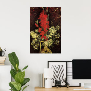 Vase with Gladioli, Carnations by Vincent van Gogh Poster