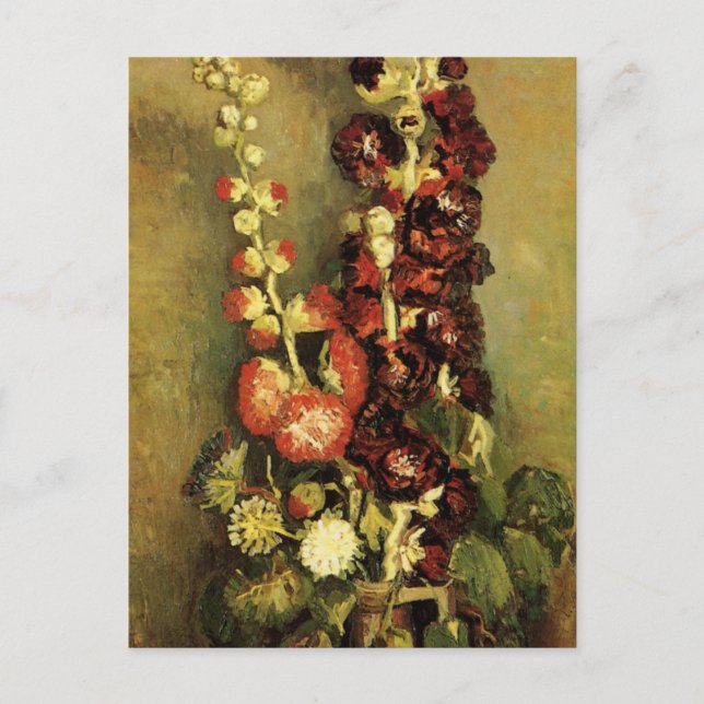 Vase with Hollyhocks by Vincent van Gogh Postcard (Front)
