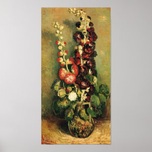 Vase with Hollyhocks (F235) Van Gogh Fine Art Poster
